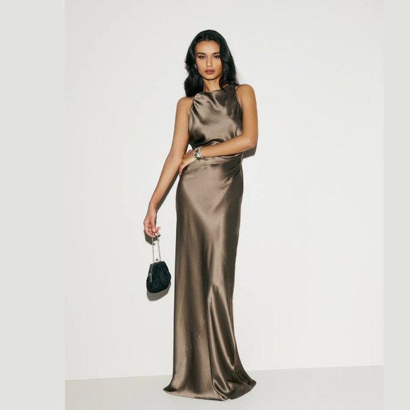 Reformation Anaiis Silk Dress in Morel | 🍃 Spring Lighting Sale 🍃 - Picture 2 of 8